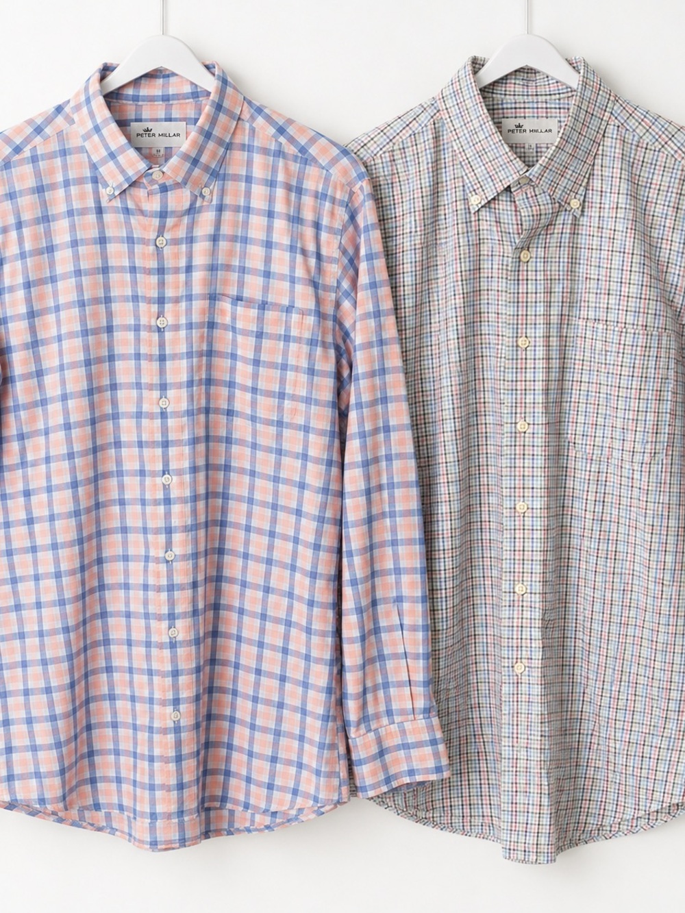Peter Millar Men’s Plaid Button Down Shirts Lot of 2 Long Sleeve Size M